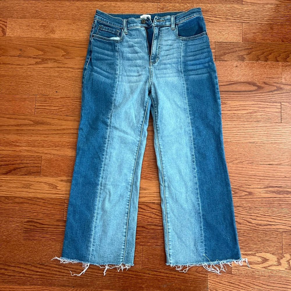 Sneak Peek Two-Tone Blue Ankle Jeans